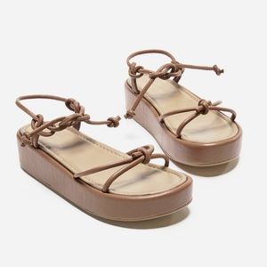Flattered Heather Leather Umber Wedge Sandals